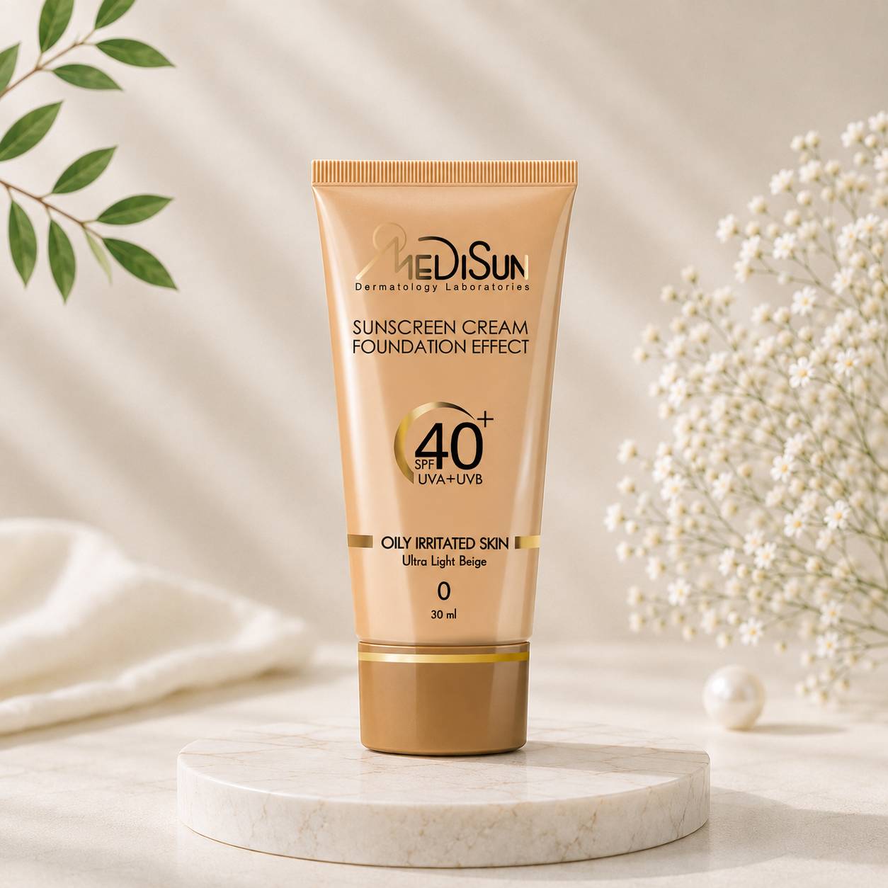 کرم ضد آفتاب رنگی مدیسان مدل Ultra Light Beige SPF 40 مناسب پوست های چرب حجم 30 میلی لیتر