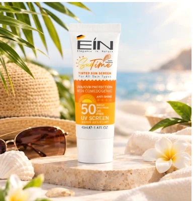 کرم ضد آفتاب رنگی ای آی ان   بژ طبیعی SPF 50  انواع پوست حجم 40 میلی‌لیتر